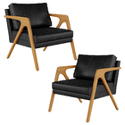 Kit 02 Poltronas Decorativa Sala Pietra Estrutura Madeira L02