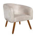 Kit 02 Poltronas Decorativa Stella Suede Bege Pés Palito – D'