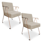 Kit 02 Poltronas Decorativa Taina Suede Bege Base Metálica In