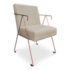 Kit 02 Poltronas Decorativa Taina Suede Bege Base Metálica In