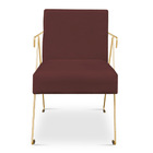 Kit 02 Poltronas Decorativa Taina Suede Marsala Base Metálica