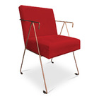 Kit 02 Poltronas Decorativa Taina Suede Vermelho Base Metálic