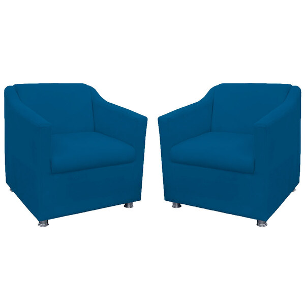 Kit 02 Poltronas Decorativa Tilla Pés Cromados Suede Bege - D