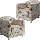 Kit 02 Poltronas Decorativa Tilla Tecido Jornal Color - Nay E