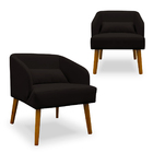 Kit 02 Poltronas Decorativa Virgínia Veludo Marrom - Montanar