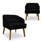 Kit 02 Poltronas Decorativa Virgínia Veludo Preto - Montanari