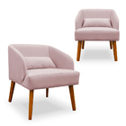 Kit 02 Poltronas Decorativa Virgínia Veludo Rosê - Montanaris