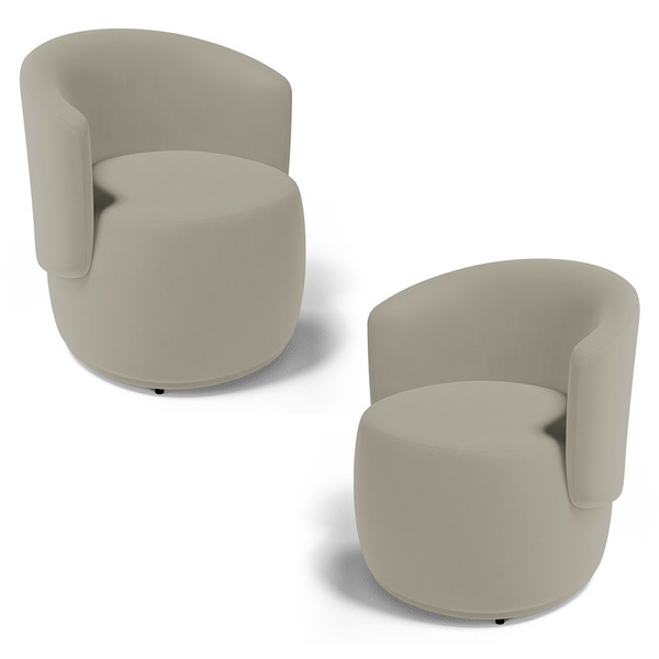 Kit 02 Poltronas Decorativas Aisha Orgânica Suede Bege - Desk