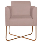 Kit 02 Poltronas Decorativas Andréia Base X Bronze Linho - Ro