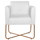 Kit 02 Poltronas Decorativas Andréia Base X Bronze Sintético