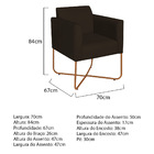 Kit 02 Poltronas Decorativas Andréia Base X Bronze Sintético