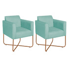 Kit 02 Poltronas Decorativas Andréia Base X Bronze Suede - Az