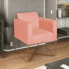 Kit 02 Poltronas Decorativas Andréia Base X Bronze Suede - Co