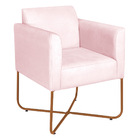 Kit 02 Poltronas Decorativas Andréia Base X Bronze Suede - Ro