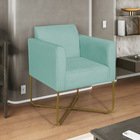 Kit 02 Poltronas Decorativas Andréia Base X Dourada Linho - A