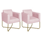 Kit 02 Poltronas Decorativas Andréia Base X Dourada Sintético