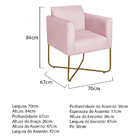 Kit 02 Poltronas Decorativas Andréia Base X Dourada Sintético