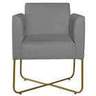 Kit 02 Poltronas Decorativas Andréia Base X Dourada Suede - C