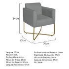 Kit 02 Poltronas Decorativas Andréia Base X Dourada Suede - C
