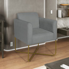 Kit 02 Poltronas Decorativas Andréia Base X Dourada Suede - C