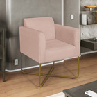 Kit 02 Poltronas Decorativas Andréia Base X Dourada Suede - R