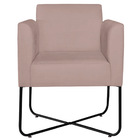 Kit 02 Poltronas Decorativas Andréia Base X Preta Linho - Rosê