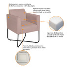 Kit 02 Poltronas Decorativas Andréia Base X Preta Linho - Rosê