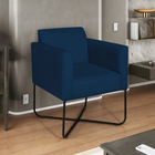 Kit 02 Poltronas Decorativas Andréia Base X Preta Suede - Azu