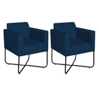 Kit 02 Poltronas Decorativas Andréia Base X Preta Suede - Azu