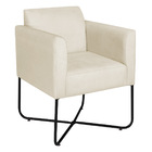 Kit 02 Poltronas Decorativas Andréia Base X Preta Suede - Bege