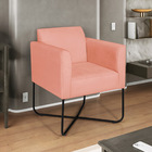 Kit 02 Poltronas Decorativas Andréia Base X Preta Suede - Cor