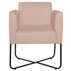 Kit 02 Poltronas Decorativas Andréia Base X Preta Suede - Rosê