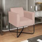 Kit 02 Poltronas Decorativas Andréia Base X Preta Suede - Rosê