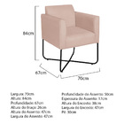 Kit 02 Poltronas Decorativas Andréia Base X Preta Suede - Rosê