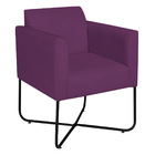 Kit 02 Poltronas Decorativas Andréia Base X Preta Suede - Roxo