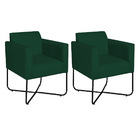 Kit 02 Poltronas Decorativas Andréia Base X Preta Suede - Ver