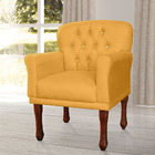 Kit 02 Poltronas Decorativas Anita Pés Luis Xv Suede  Mostard