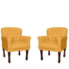 Kit 02 Poltronas Decorativas Anita Pés Luis Xv Suede  Mostard