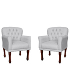 Kit 02 Poltronas Decorativas Anita Pés Luis Xv Suede Branco -