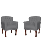 Kit 02 Poltronas Decorativas Anita Pés Luis Xv Suede Cinza -