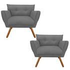 Kit 02 Poltronas Decorativas Anitta Suede Grafite - D'Rossi