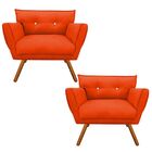 Kit 02 Poltronas Decorativas Anitta Suede Laranja com Strass