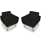 Kit 02 Poltronas Decorativas Anitta Suede Para Sala E Quarto
