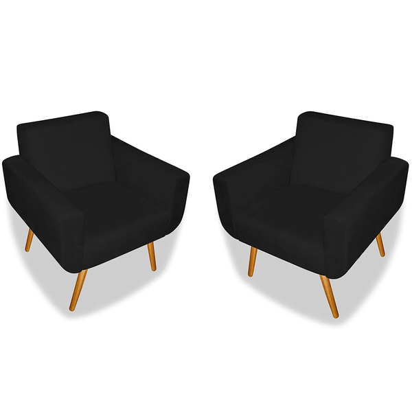 Kit 02 Poltronas Decorativas Anitta Suede Para Sala E Quarto
