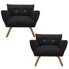 Kit 02 Poltronas Decorativas Anitta Suede Preto com Strass -