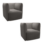 Kit 02 Poltronas Decorativas Asensio Suede Cinza - Gran Belo