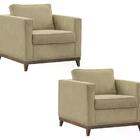 Kit 02 Poltronas Decorativas Aspen Suede Bege Dmonegatto