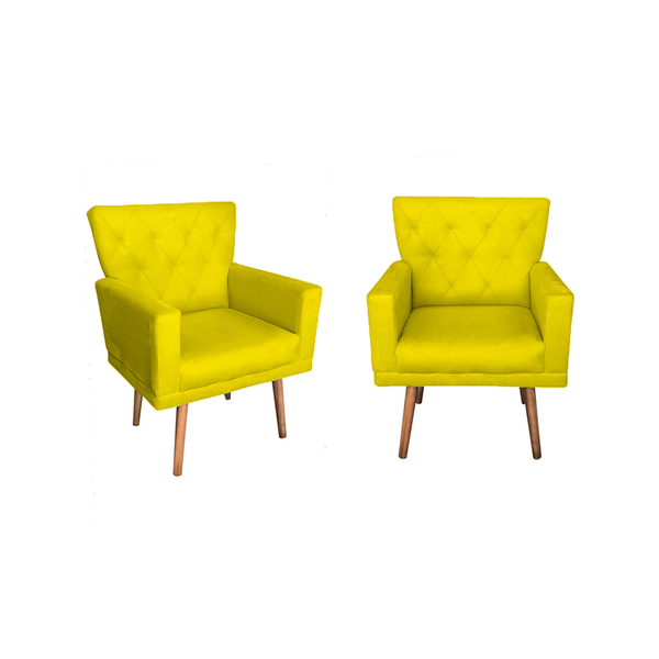 Kit 02 Poltronas Decorativas Aurora Com Pés Palito Suede Amar