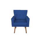 Kit 02 Poltronas Decorativas Aurora Com Pés Palito Suede Azul