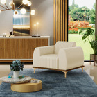 Kit 02 Poltronas Decorativas Base De Madeira Com Pés D'ouro M